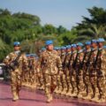 Prajurit TNI yang tergabung dalam Kontingen Garuda (Konga) Monusco bersiap menjalankan tugas sebagai pasukan pemelihara perdamaian PBB. Upacara pelepasan dipimpin Irjen TNI Laksdya Dadi Hartanto di Plaza Mabes TNI, Cilangkap, Jakarta. (Foto: Dok. Dispenad via Kompas.com)