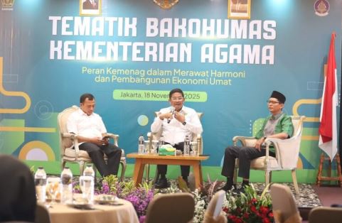 Kementerian Pemuda dan Olahraga (Kemenpora) melalui Biro Humas dan Protokol menghadiri Forum Tematik Bakohumas yang diselenggarakan Kementerian Agama (Kemenag) pada Selasa (18/11) pagi di Hotel Gren Alia, Jakarta Pusat. Forum ini mengangkat tema “Peran Kemenag dalam Merawat Harmoni dan Pembangunan Ekonomi Umat.”(foto:Dita/kemenpora.go.id)