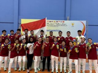 Tim bulu tangkis Indonesia pada ASEAN School Games 2025 (BolaSport.com)