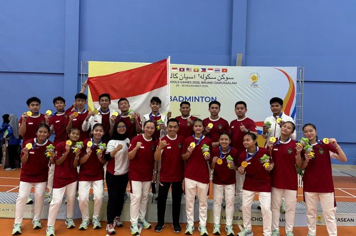 Tim bulu tangkis Indonesia pada ASEAN School Games 2025 (BolaSport.com)